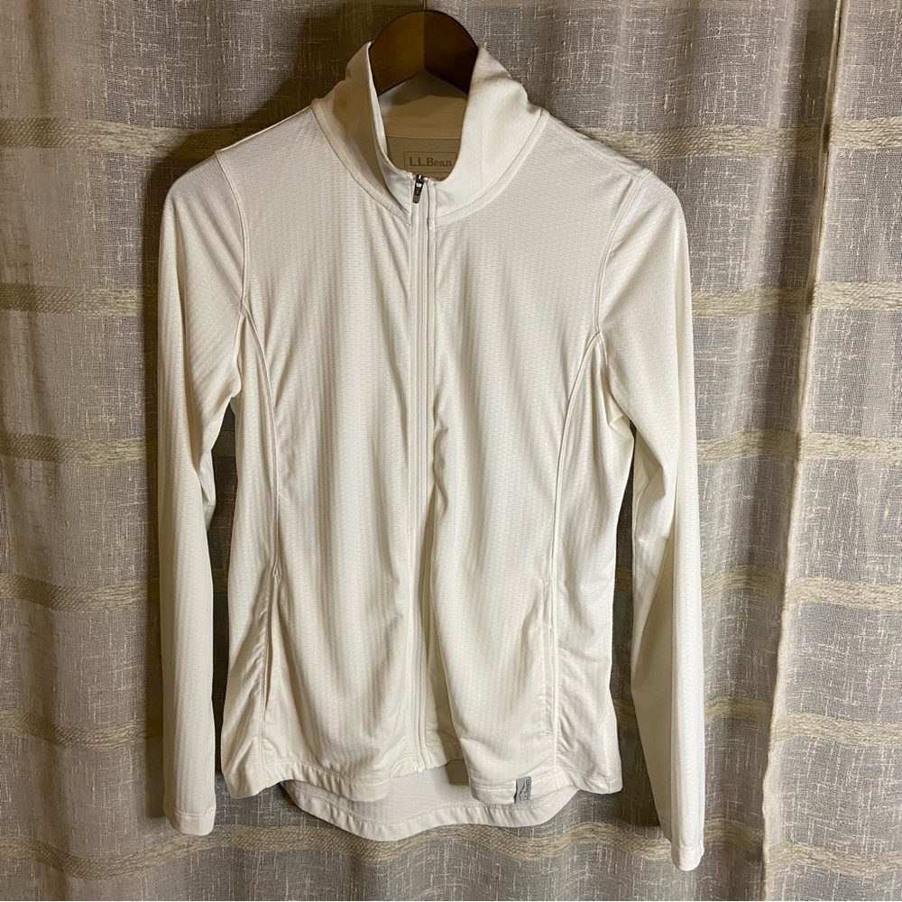 L.L. Bean Full Zip Ruched Waist Lightweight Jacket White Women's Size XS REG